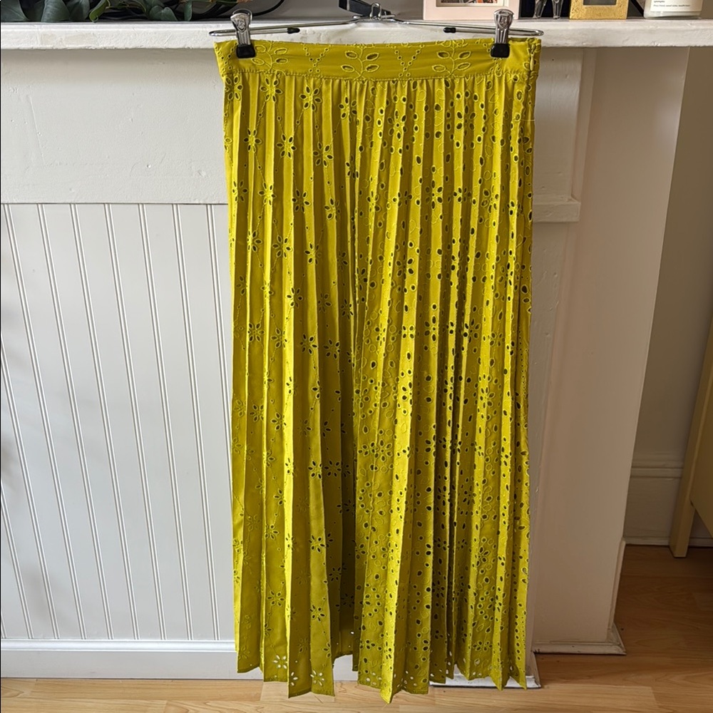 Zara Gold Pleated Midi Skirt Cocktail